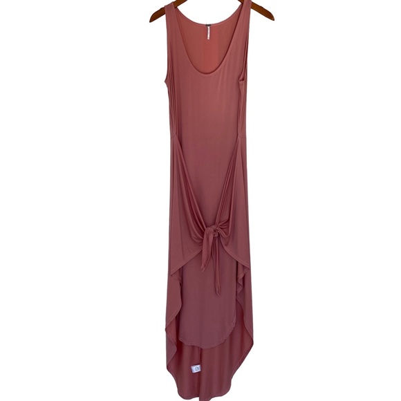 NWOT Young, Fabulous & Broke Renata Dress Pink/Mauve Color Tie Front High-Low - Picture 5 of 10